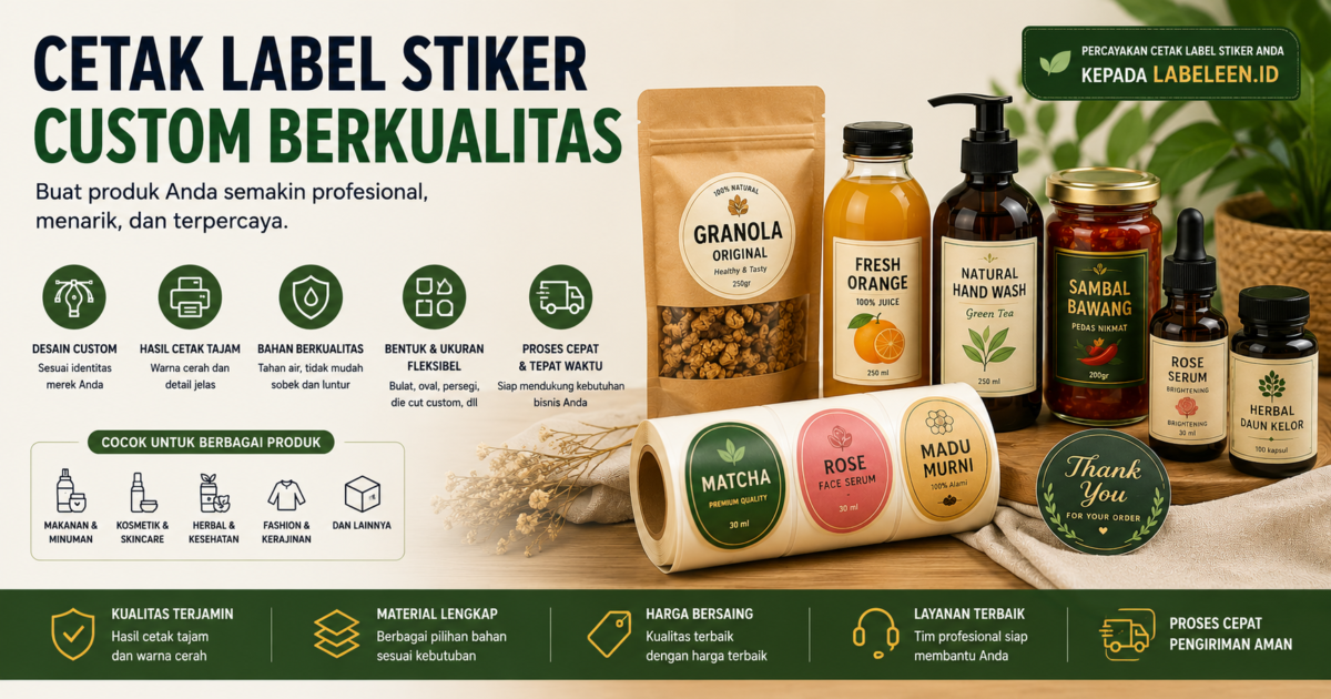 Jasa Cetak Label Stiker Custom Berkualitas untuk Produk UMKM, Makanan, Kosmetik, dan Kemasan