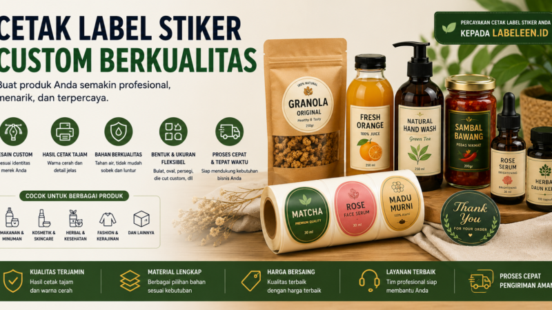 Jasa Cetak Label Stiker Custom Berkualitas untuk Produk UMKM, Makanan, Kosmetik, dan Kemasan